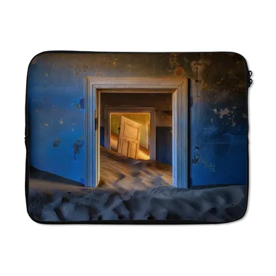 Produktbild von MuchoWow® Laptop Hülle 15 Zoll Sand - Blau - Tür - Architektur Laptoptasche - Laptoptasche - Sleeve - Rundum-Schutz