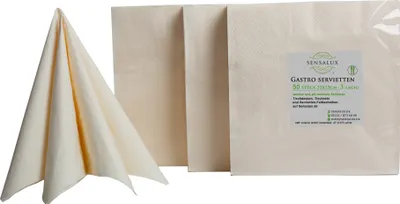 Produktbild von Sensalux Servietten, 33x33cm, 50 Stk., 3 lagig creme