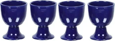 Zdjęcie produktu dla Zestaw ceramicznych podstawek pod jajka z gliny, niebieski, 4 sztuki, prezent na parapetówkę