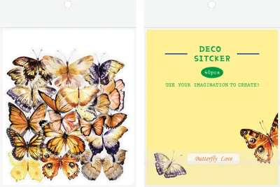 Produktbild von INF Schmetterling DIY Journal Aufkleber - 40 Transparente PET Stücke Gelb