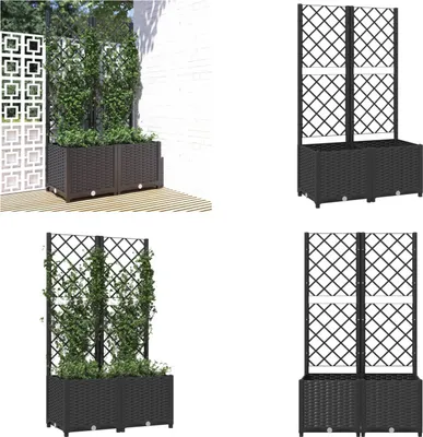 Obrázok produktu pre vidaXL Kvetináč s mriežkou čierny 80x40x136 cm PP - Záhradný kvetináč - Kvetináč s mriežkou - Vyvýšený záhon