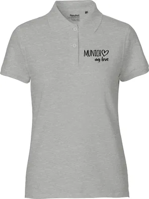 Produktbild von Huuraa Damen Polo Shirt Munich my love XL Sport Grey Bio Baumwolle Fairtrade Poloshirt Geschenkidee