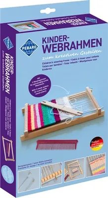 Produktbild von PEBARO Kinder-Webrahmen aus Holz 17cm inklusive Schiffchen Kamm und 2 Metallspeichen