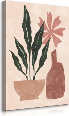 Produktbild von Muralo Leinwandbild Canvas für Esszimmer PFLANZEN Geschirr Abstraktion Boho Stil Br. 20cm x Hö. 30cm