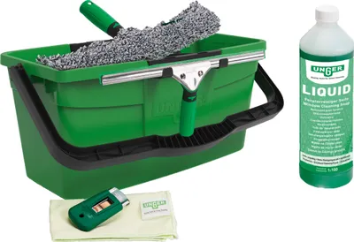 Produktbild von Unger Fenster Reinigungs-Kit Fensterwischer, Mikrofaser-Bezug, Eimer + Zubehör