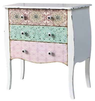 Produktbild von Casa Padrino Landhausstil Kommode Antik Weiß / Mehrfarbig 75 x 38 x H. 76 cm - Shabby Chic Möbel