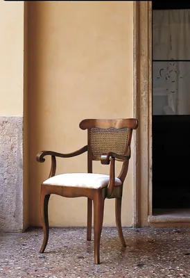Produktbild von Designer Stuhl Armlehnen Landhaus Esszimmer Küchen Stühle Stoff Lehnstuhl