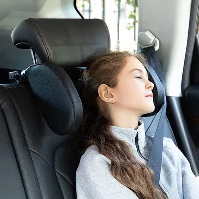 Produktbild von Famanu Auto Kopfstütze für Kinder und Erwachsene - Verstellbare Nackenstütze (Schwarz)