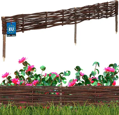 Immagine prodotto di KOTARBAU® Staccionata in Legno per Giardino Recinzione in Vimini 120x10 cm Marrone Staccionata Giardino Esterno Steccato in Legno
