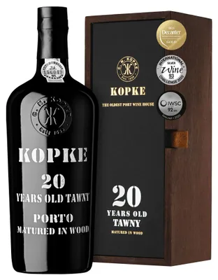 Produktbild von Kopke Tawny Portwein 20 Jahre alt - Exquisit im Holzfass Gereifter Portwein rot, Preisgekrönter Dessertwein, Elegante Flasche mit 0,75l, 20% Vol