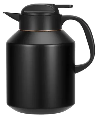 Isolierkanne 2L, Edelstahl, Vakuumkaraffe für Kaffee & Tee, Schwarz