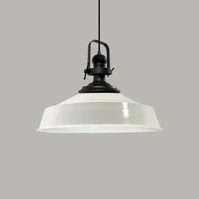 Produktbild von Pendelleuchte Schwarz-Asletl, Metall Ø40 cm, weiß-weiß Modern Hängelampe