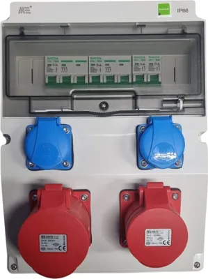Produktbild von Wandverteiler Stromverteiler CEE 32A 16A 230V Schuko mit Sicherungen LS / 96V-1