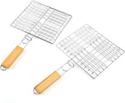 Produktbild von Famanu Grillkorb Faltbar - Edelstahl Grillkorb mit Fisch Grillkorb - 2 Stück