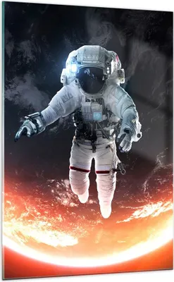 Produktbild von Bilder auf glas - Einteilig - Kosmonaut Weltraum - 70x100cm - Glasbilder - Wandbilder - Bilder - zum Aufhängen bereit - Wanddekoration aus Glas - Glas Bilder - Wandbild auf Glas - GPA70x100-3500