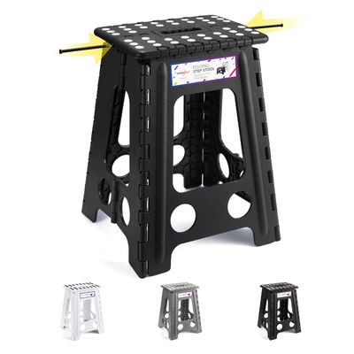 Tritthocker Klappbar Klapphocker Faltbar Höhe 46cm für Kinder und Erwachsene Bade Küchen - Schwarz