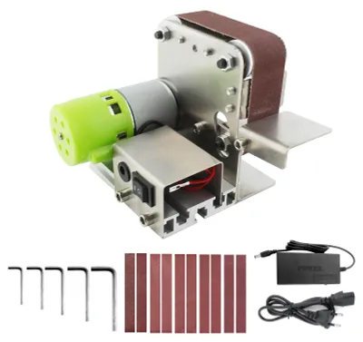 Produktbild von Mini Bandschleifer Elektrisches Schleifen Polieren Schleifmaschine 7 Variable Geschwindigkeit mit 10 Schleifbaendern zum Polieren von Holz Acryl Metall