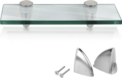 Zdjęcie produktu dla Półka szklana 20x10x0,8 cm z uchwytem Półka szklana Półka ścienna Półka łazienkowa Półka wisząca Szkło bezbarwne