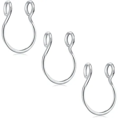 Image de Lot de 3 fausses anneaux de nez, en acier chirurgical argenté, calibre 20, 8 mm