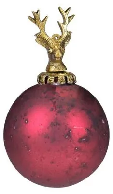 Immagine prodotto di Palla decorativa a forma di cervo, colore rosso, Mars & More, diametro 10 cm