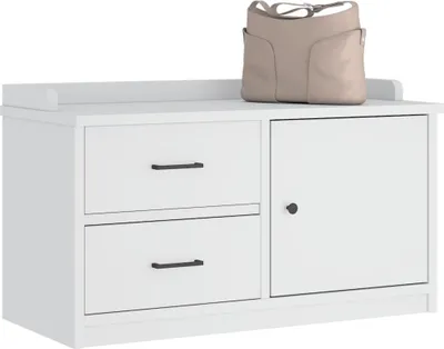 Produktbild von "2026 Promotion" Flurbank SANDNES Weiß 87x40x50 cm Massivholz Kiefer - Sitzbänke CC23601