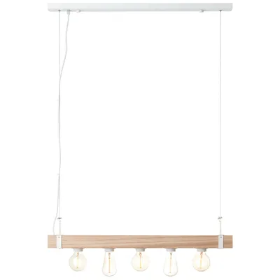 Immagine prodotto di Lampada BRILLIANT Lampada a sospensione in legno bianco 5flg cemento/legno bianco | 5x A60, E27, 30W, adatto a lampade standard (non incluse) | Scala da A++ a E | Cavo accorciabile