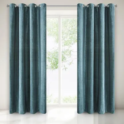 Gardine Chenille mit Ösen, Dunkelgrün, 140x250 cm