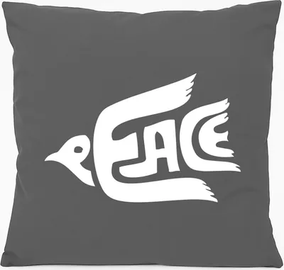 Produktbild von Huuraa Kissen Peace Friedenstaube 40x40cm mit Füllung Steel Grey Baumwolle Dekokissen Geschenkidee