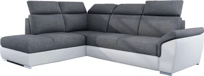 Produktbild von Großes Multifunktionssofa, Ecksofa, Ecksofa mit Schlaffunktion, Bettsofa mit Bettzeugablage, klassischer Stil, L-förmiges Sofa moderne Inneneinrichtung, Ottomane links oder rechts steinwandverstellbare Kopfstützen, hoher Nutzungskomfort  -Ecksofa DEMAR Dunkelgrau +Weiß (Ottomane Links (Sawana 05+Soft 17)
