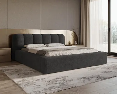 Produktbild von Chilly Möbel Design Bett Capri - Komfort Polsterbett mit Bettkasten, Metallrahmen, Stauraum und gepolstertem Kopfteil 200x200 cm / Monte / Schwarz