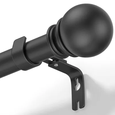 Productafbeelding van Zwarte Gordijnroede Uitschuifbaar 102-187 cm, Telescopische Metalen Gordijnstang Ø25 mm