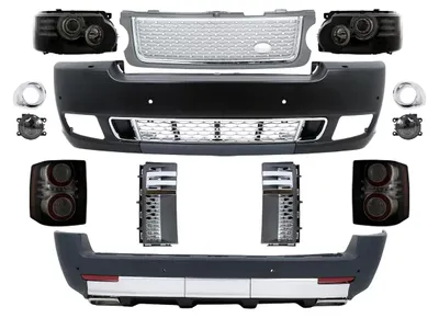 Productafbeelding van Bodykit voor Range Rover Vogue L322, modeljaren 2010-2012, met Autobiography-design: bumpers, lichtunits en radiatorgrill.