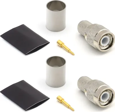 Produktbild von TNC Stecker Crimpverbinder für LMR400 Belden 9913 RG8, vernickelt, mit vergoldetem Stift (2er-Pack)