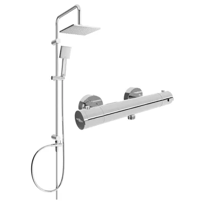 Obrázek produktu pro Mexen Tord odkrytý sprchový set s dešťovou sprchovou hlavicí a termostatickou sprchovou baterií Kai, Chromovaná - 77100200-00