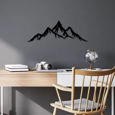 Obrázok produktu pre Wallity, Full Mount And Mountain - 3, Dekoratívny držiak na palice z kovu, 100 % METALL, Schwarz, 62 x 22 cm