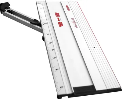 A close-up, angled view of a Mafell angle guide for woodworking, shown against a white background.