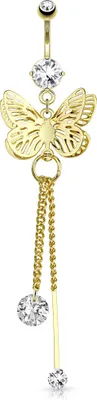 Produktbild von Bauchnabelpiercing 14 kt vergoldet Schmetterling Butterfly Nabelpiercing Bananabell