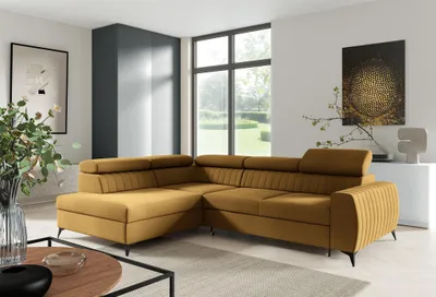 Produktbild von Ecksofa Schlafsofa Sofa TORONTO Stoff Element Honiggelb Ottomane Links