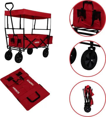 Produktbild von Faltbarer Bollerwagen mit Dach - Handwagen mit Luftreifen und 360° drehbaren Vorderrädern - Geeignet für 70 kg
