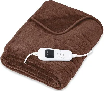 Obrázok produktu pre Unyqoos® Elektrická vyhrievacia deka, plyšová, 160×120 cm, hnedá – SÜD GS, 9 stupňov teploty, časovač a automatické vypnutie, digitálny displej, možnosť prania do 40°C