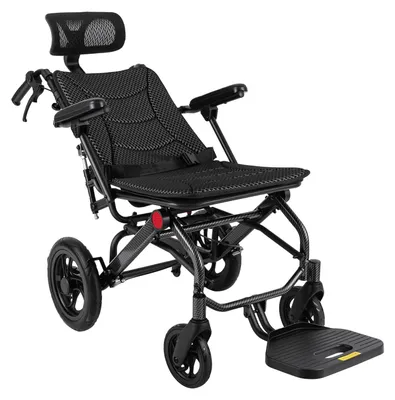 Produktbild von Rollstuhl für Senioren - Faltbarer Transport- und Liegerollstuhl - Rückenlehne verstellbar 90–175° - Sitzbreite 46 cm - Schwarz