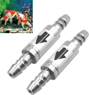 Imagen del producto de Válvula de retención de acero inoxidable, 2 unidades, para tubos de 4/6 mm, ideal para acuarios y sistemas de CO2