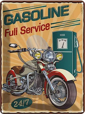 Produktbild von vianmo Blechschild 40x30 cm Gasoline fuli service 24/7 Warnschild Hinweisschild Sicherheit Vorsicht