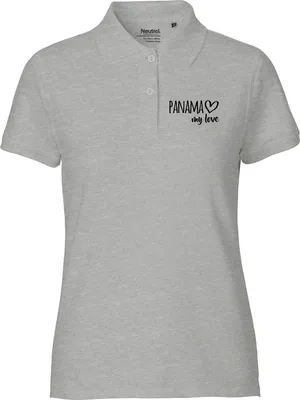Produktbild von Huuraa Damen Polo Shirt Panama my love L Sport Grey Bio Baumwolle Fairtrade Poloshirt Geschenkidee
