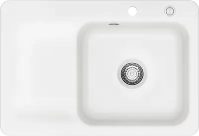 Produktbild von KeraDomo Spüle JUNA 75 in POLAR - Becken rechts mit Excenterbedienung / Systemceram / Keramikspüle
