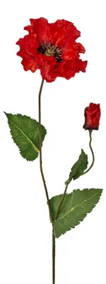 Produktbild von Kunstblume MOHN mit Blüte und Knospe. 73cm. Farbe: ROT