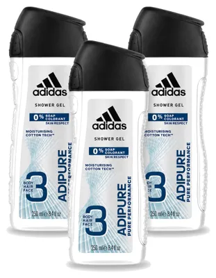 Zdjęcie produktu dla 3 sztuki żelu pod prysznic i szamponu 2-w-1 Adidas Adipure - 250 ml - zestaw ekonomiczny