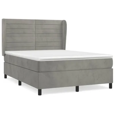 Produktbild von Boxspringbett mit Matratze Hellgrau 140x200 cm Samt