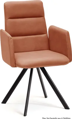 Produktbild von Armlehnstuhl drehbar (6er-Set) Desta 52x92x60 Schwarz/Cognac