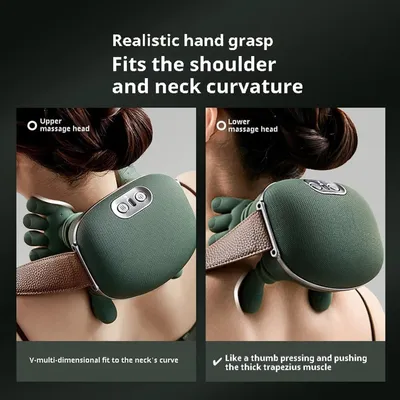 Image de Appareil de massage cervical 4D avec fonction chaleur, 3 modes de massage, 2 niveaux de chaleur, sans fil, pour le cou et les épaules